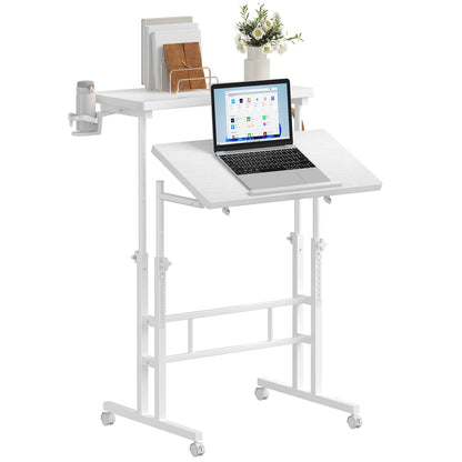 MCQ 23.6 Inch Rolling Standing Computer Desk Mobile Ergonomic Height Adjustable Computer Desk Corner Gaming Desk Gaming Table for Home Office Use Workstation