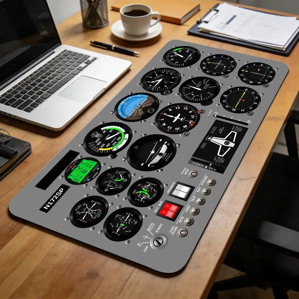 Aviation Flight Simulator Cabin Instruments Mouse Pad with Edge Locking Process, 1000×500, Washable Anti-Slip XXL Mouse Pad