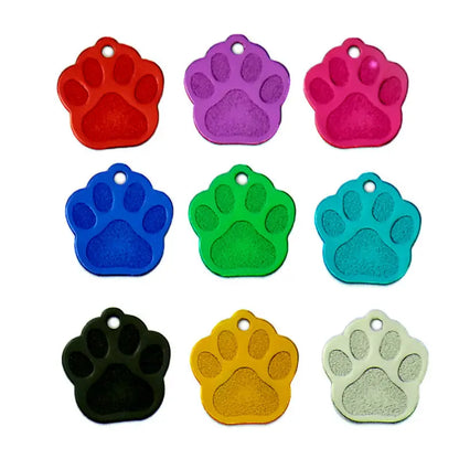 Wholesale 100Pcs Paw Pet Dog ID Tag Custom Engraved Name Plate Phone Dogs ID Tags Personalized Aluminum Pet Pendant Key Chain
