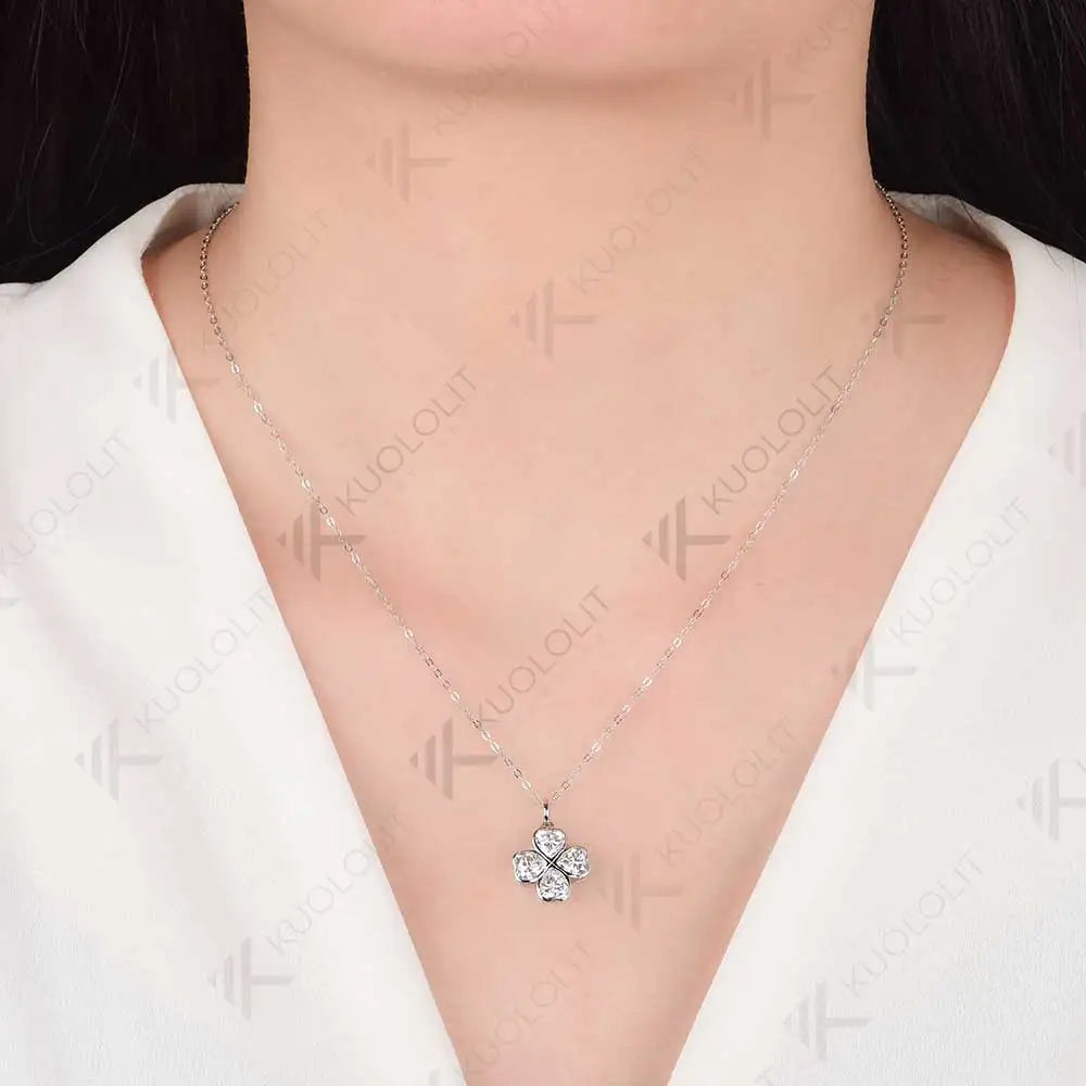 Kuololit 2.5CTW Moissanite Heart Necklace for Women Solid 18K14K 10K Gold Heart Diamonds Pendant for Christmas Gift
