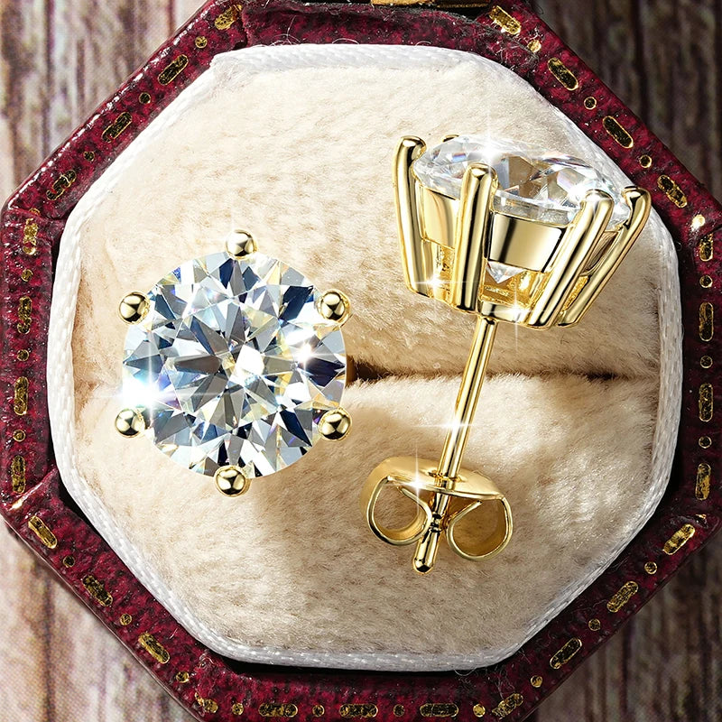 Lnngy 0.5ct-3ct D-Color Moissanite Stud Earring 14k Gold Filled Lab Created Imitation Diamond Earrings For Women Gilrs Jewelry