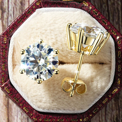 Lnngy 0.5ct-3ct D-Color Moissanite Stud Earring 14k Gold Filled Lab Created Imitation Diamond Earrings For Women Gilrs Jewelry