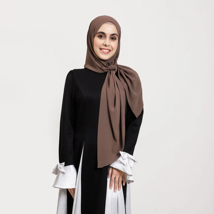 2025 Ramadan Women Solid Scarf Built-in Magnetic Muslim Chiffon Hijab Shawls Head Wrap Hijabs Scarves Ladies Foulard Islamic