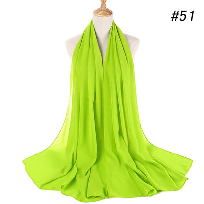 Muslim Chiffon Hijab Women Bubble Chiffon Scarf For Women Ladies Veil Muslim Islam Solid Color Malaysia Musulman Wrap Scarves