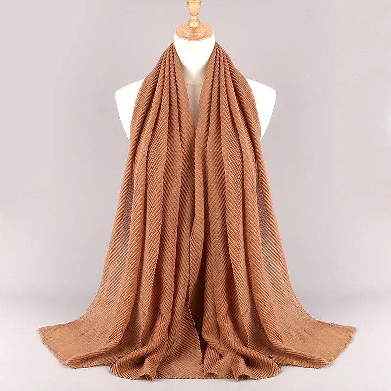 Women Plain Cotton Scarf Head Hijab Wrap Solid Full Cover-up Shawls Foulard Femme Headband Crinkle Muslim Hijabs Store 2024 NEW