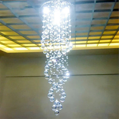 Spiral Crystal LED Ceiling Chandelier Light Bedroom Hall Living Room Suspension Lustre Corridor Staircase Hanging Lamp Fixture