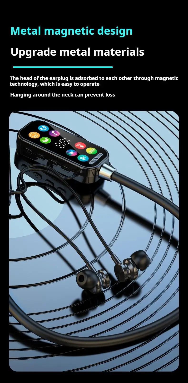 Long Battery Life HiFi Sound Bluetooth 5.4 Earphones with HD Mic Earbuds Wireless Headphones Sports Gaming Neck-hanging Headsets