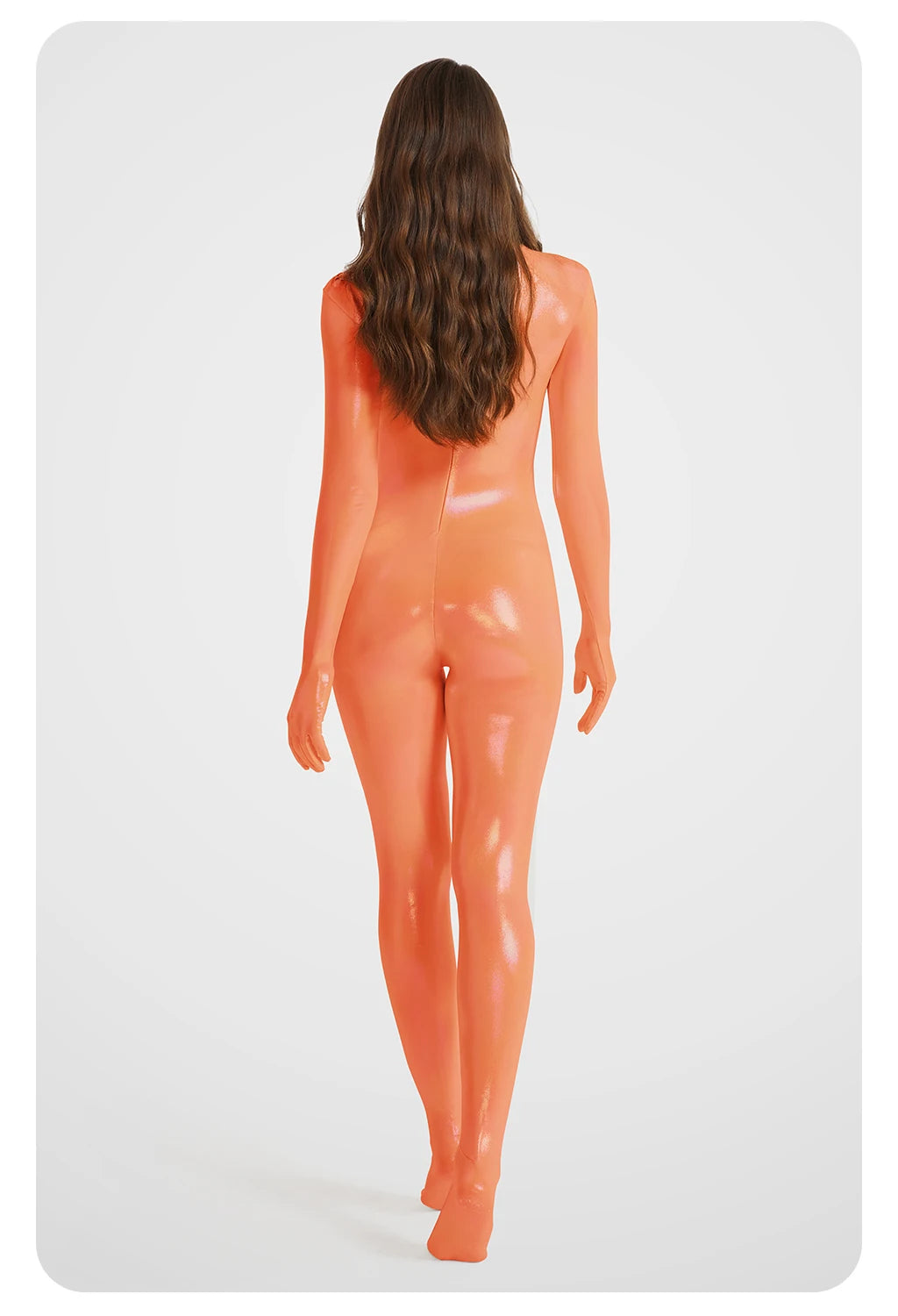 sexy women gradient color gloss Zentai Shiny smooth soft Yoga Rear zipper bodysuit shapewear Role playing Jumpsuits Catsuits