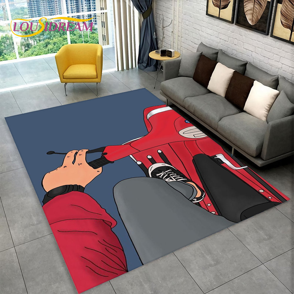 3D Motorcycle Racing Area Rug Large,Carpet Rug for Home Living Room Bedroom Sofa Doormat Decoration,Kid Play Non-slip Floor Mat