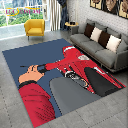 3D Motorcycle Racing Area Rug Large,Carpet Rug for Home Living Room Bedroom Sofa Doormat Decoration,Kid Play Non-slip Floor Mat