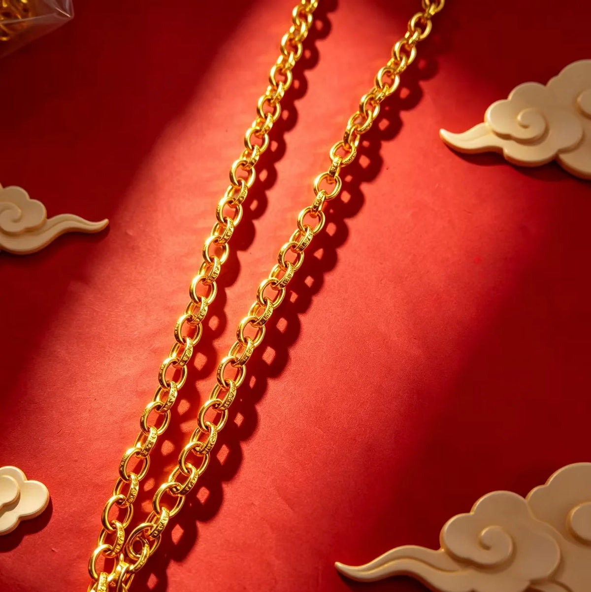 Luxury 9999 24K Solid gold certifid necklace popular men's ring necklace high-end interlocking sweater chain