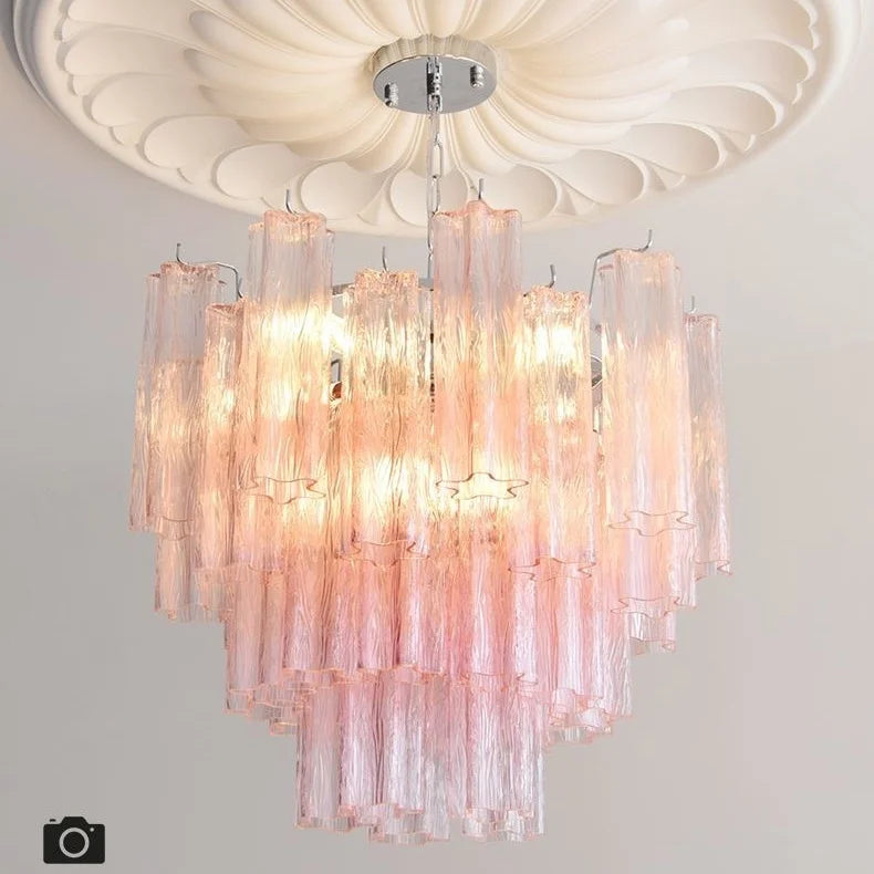 Designer Murano Ceiling Chandeliers Pink Colorful Glass LED Hanging Pendant Lights for Living Dining Room Bar Villa Art Lighting