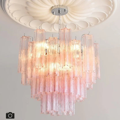 Designer Murano Ceiling Chandeliers Pink Colorful Glass LED Hanging Pendant Lights for Living Dining Room Bar Villa Art Lighting