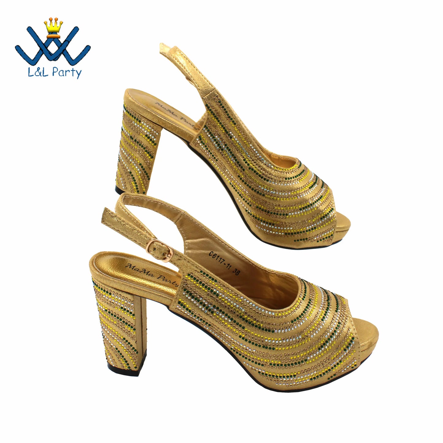 2023 Classics Peep Toe Lemon Green Color Hot Sale Sandals High Quality Women Shoes and Bag Set with Platform for Brithday Party