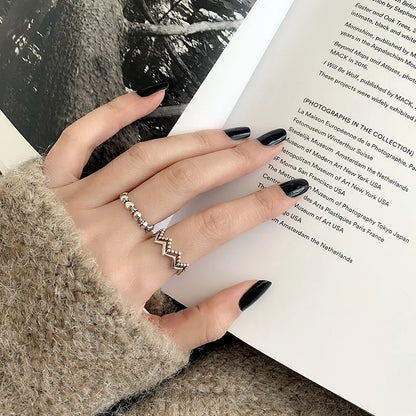 VENTFILLE 925 Sterling Silver Geometric Multilayer Round Bead Ring Female Fashion Punk Temperament Prevent Allergy Charm Jewelry