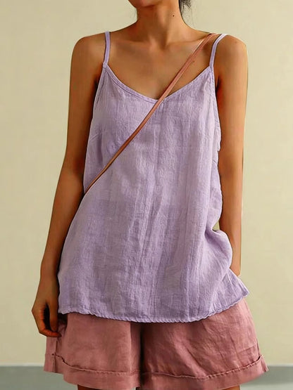 Women's Summer Thin Cotton Linen Style Camisole Fashion Sling Tops Harajuku T-shirt Women Clothing Casual Tank Top Streetwear