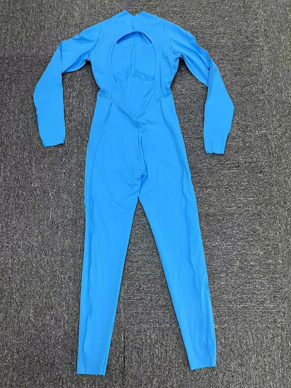 Yoga Sports Fitness Jumpsuits Sets Pants Women's Hip-lifting One-piece Open Back Long-sleeved Outdoors Workout Gym Yoga Bodysuit