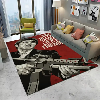 Scarface 3D Classic Movie Tony Carpet Rug for Home Living Room Bedroom Sofa Doormat Decor,kids Play Area Rug Non-slip Floor Mat