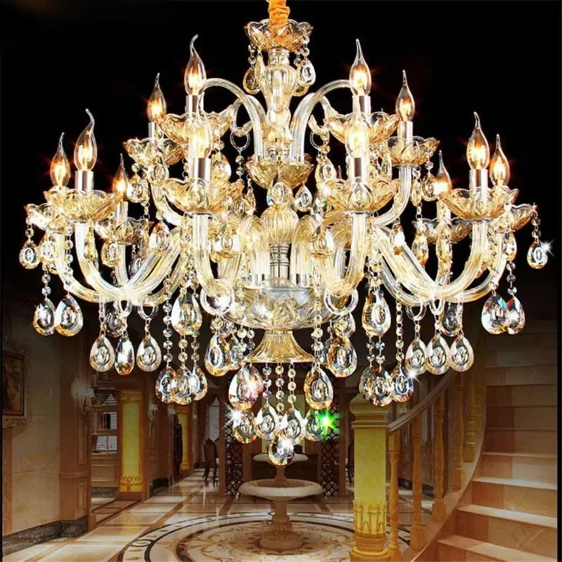 K9 Crystal Candle Chandelier decoration simple chandelier crystal light For Living Room Hotel AC110V~240V 6/8/10/12/15/18 Arms