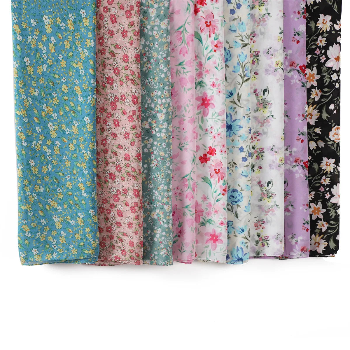 66 Colors Pearl Chiffon Printed Hijab Scarf New Fresh Small Floral Polka Dot Sunscreen Silk Scarf Shawl Turbans for Women Hijabs
