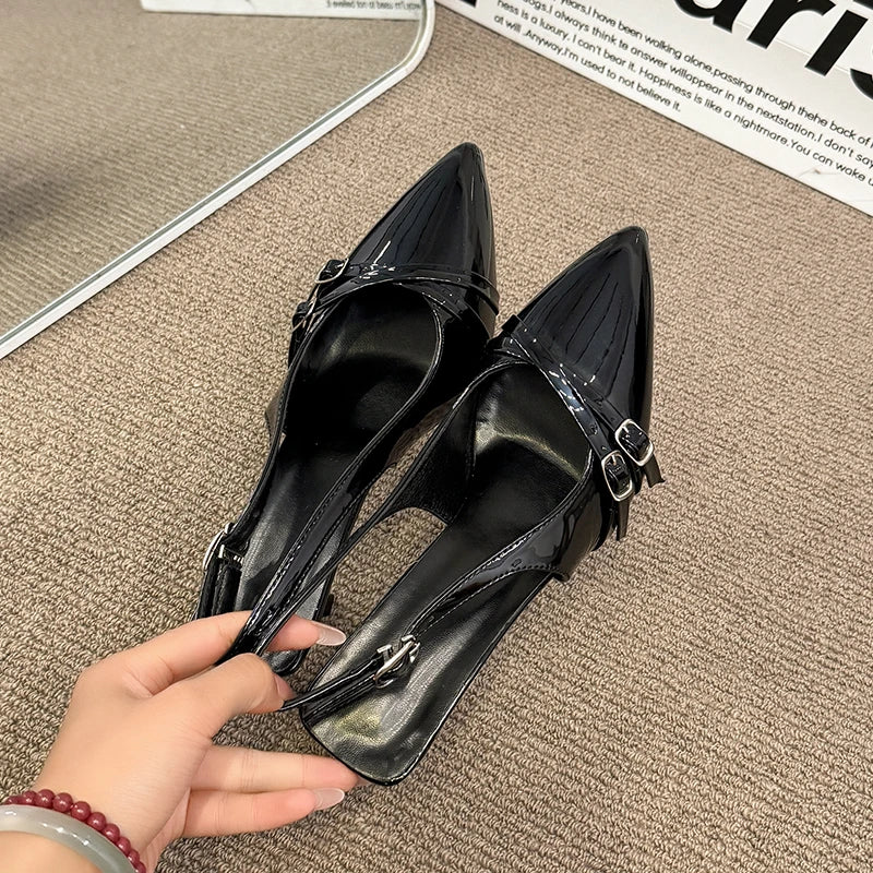 Women's Sandals Leopard Sexy High Heels Shoes Pointed Toe Luxury Pumps Slippers Woman Brand Dress Buckle Ladies De Flip Flops