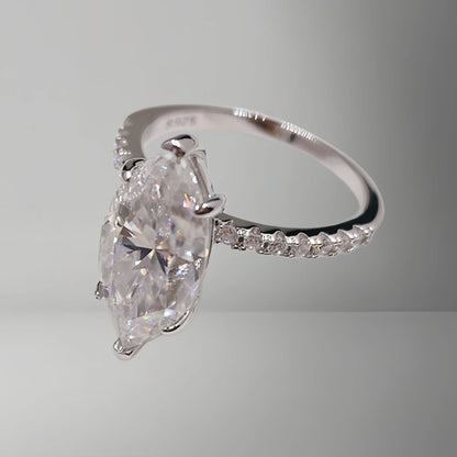 4Ct Marquise Cut Stackable Moissanite Engagement Ring Hot Selling Wedding Ring for Women 925 Sterling Silver with Certificate
