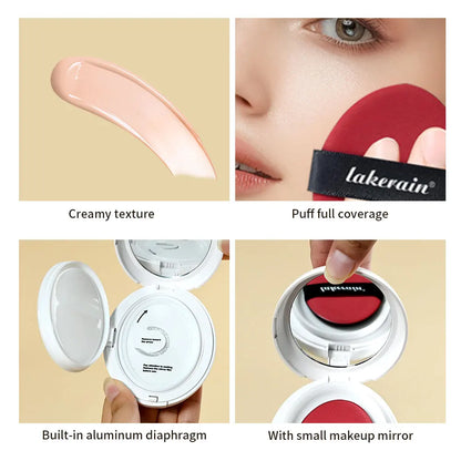 Dewy Glow Cream Cushion Foundation Hydrating 24H Long Lasting Moisturizer Natural Light Coverage Radiant Skin Finish Daily Portable Face Makeup Cosmetic