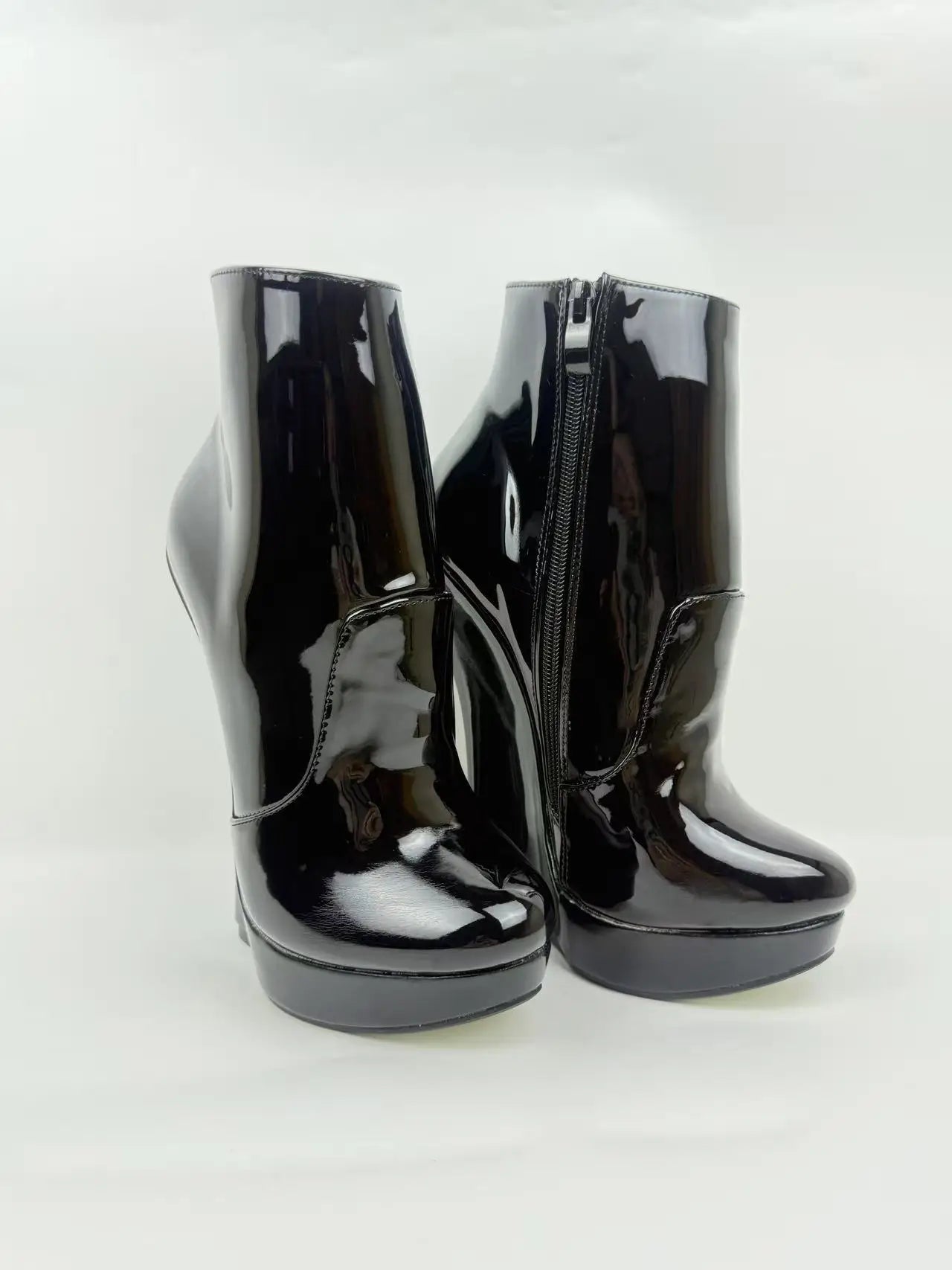18CM Ultra High Heel Wedges Ballet Boots Pointed Toe Sexy Ankle Women Boots Plus Size 36-46 Black Size Zip Unisex Cosplay Shoes