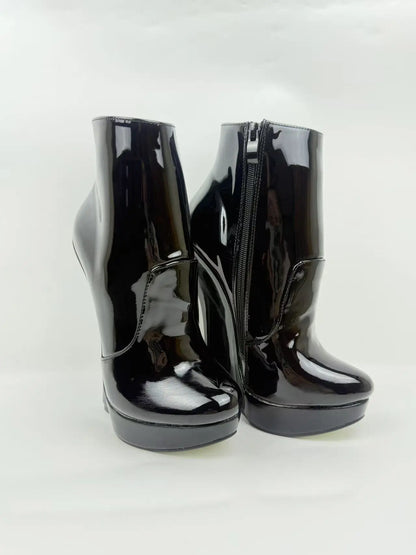 18CM Ultra High Heel Wedges Ballet Boots Pointed Toe Sexy Ankle Women Boots Plus Size 36-46 Black Size Zip Unisex Cosplay Shoes