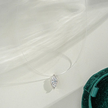 EWYA GRA Certified 1CT Marquise Cut Moissanite Pendant Necklace for Woman 925 Silver Fishing Line Water Drop Diamond Necklaces