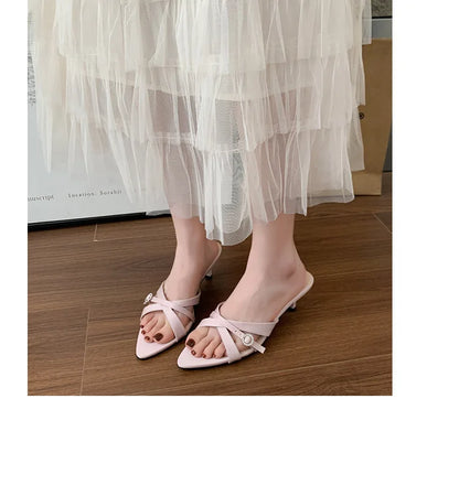 Sexy High Heels Slippers Pointed Toe Heels Shoes for Woman Sandals Luxury Dress Slides Elegant Pumps Party Mujer Flip Flops