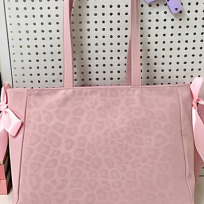 Women PU Leather Leopard Pattern Shoulder Bag with Ita Card Purse Pin Display Ribbon Ita Bags Daily Shopping Dating Shoulder Bag