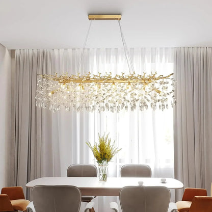Modern Chrome Crystal Ceiling Chandelier Round Branch Crystal Chandeliers For Dining Living Room Bedroom Kitchen Fixture