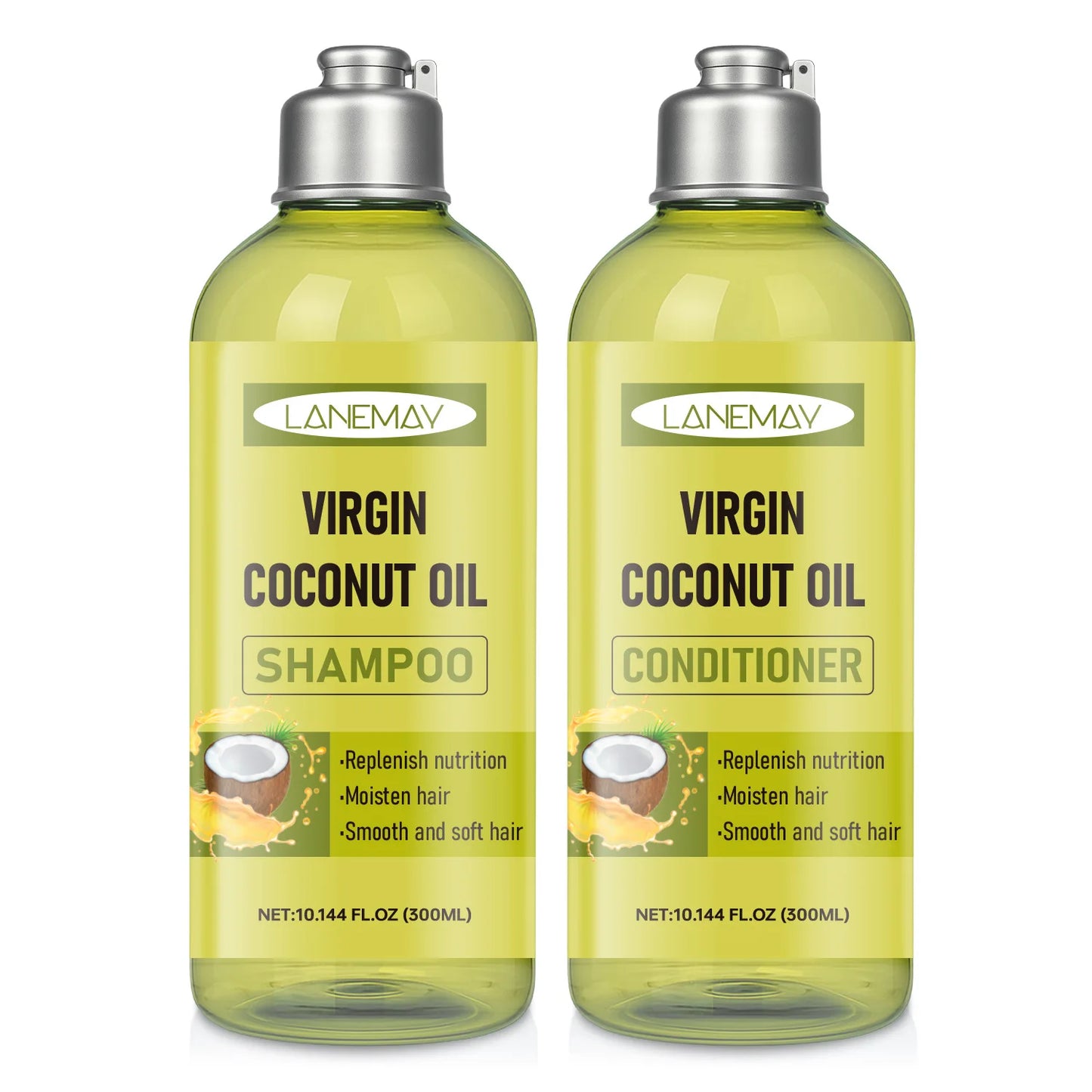 Virgin Coconut Oil Shampoo & Conditioner Set – Deep Moisturizing for All Hair Types Transform dry, dull hair into soft.