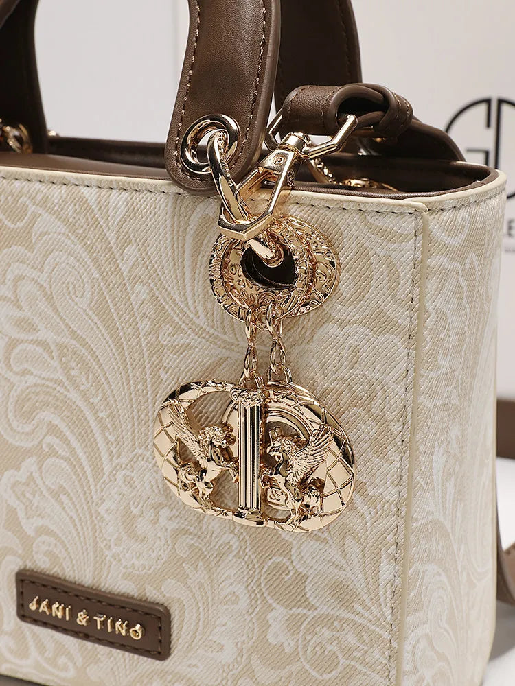 Luxury and Versatile Handheld Square Bag with Delicate Embroidery and High Quality Metal Pendant Women New Fashion Crossbody Bag