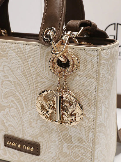 Luxury and Versatile Handheld Square Bag with Delicate Embroidery and High Quality Metal Pendant Women New Fashion Crossbody Bag