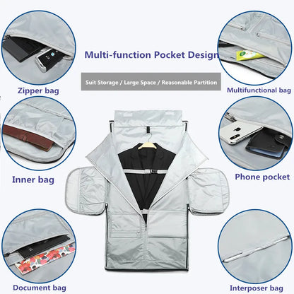 OZUKO Garment Bag Multifunction Men Suit Storage Large Capacity Luggage Handbag Male Waterproof Travel Duffel Bag Shoes Pocket