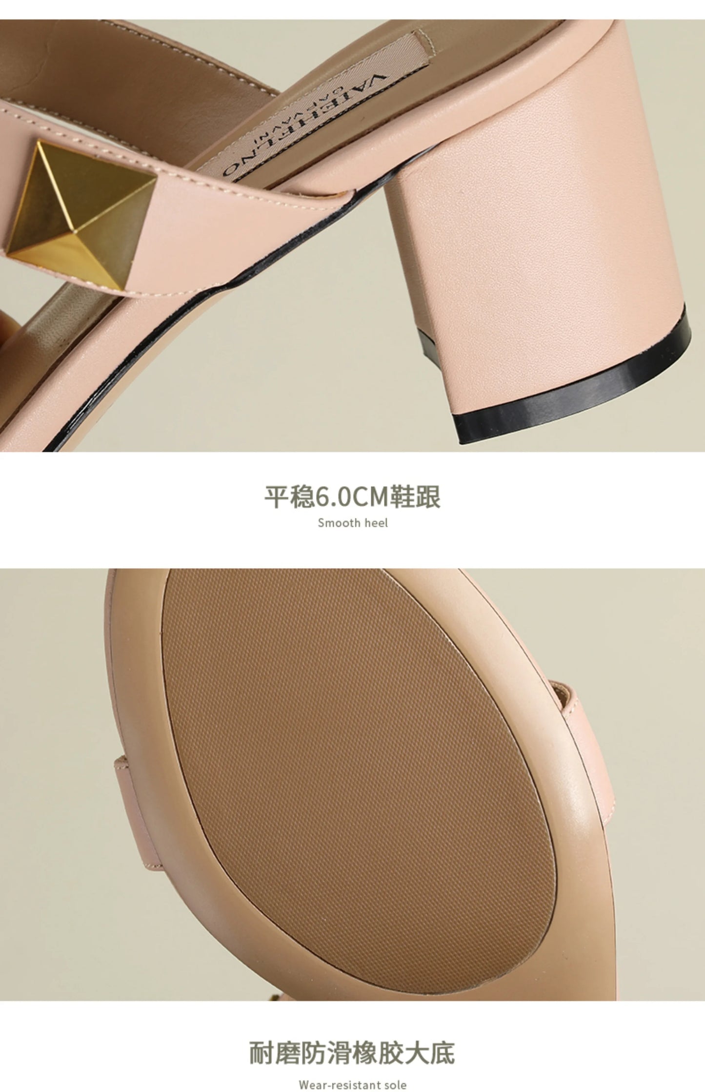 Women's Sandals Summer Gladiator Heeled Sandals Luxury Heeled Slippers Rivets Open Toe High Heels Elegant Ladies Shoes Women