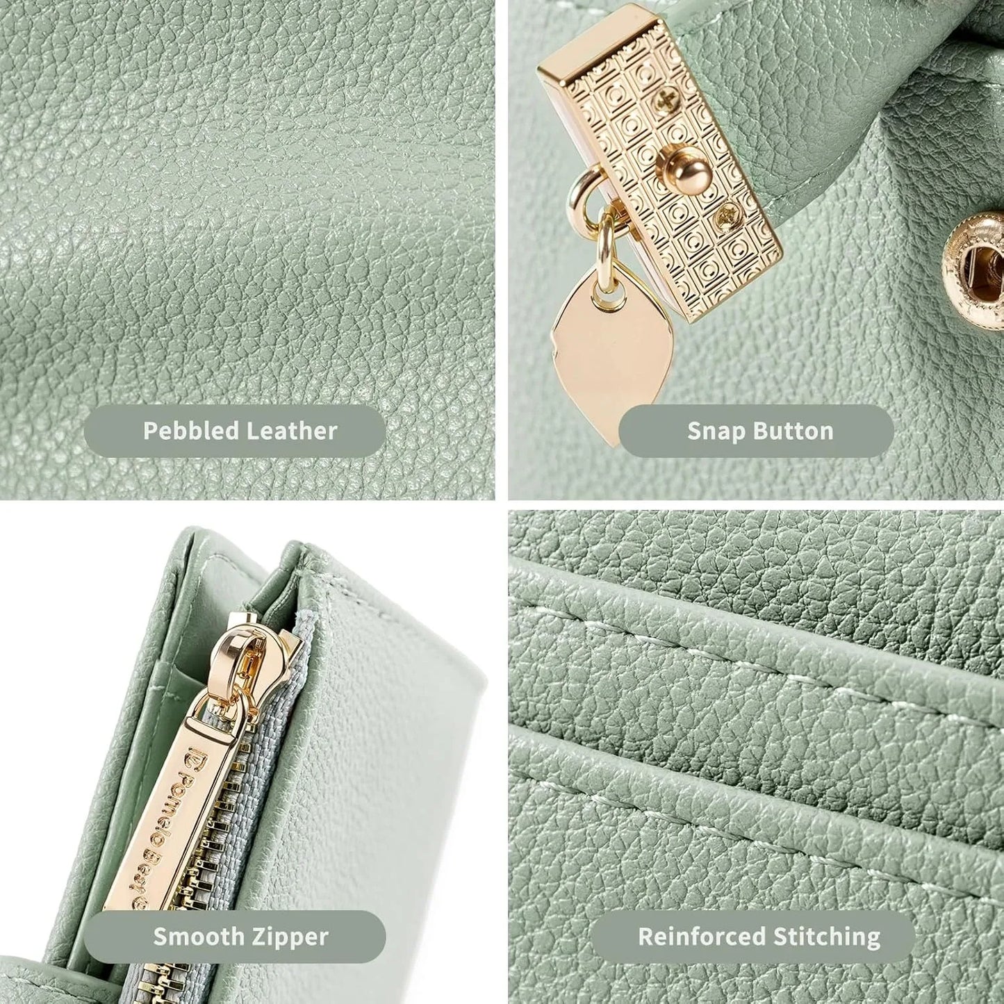 Pomelo Best Small Leather Wallet for Women Purse RFID Blocking Bifold Soft Card Holder with ID Window Zipper Coin Pocket Wallets