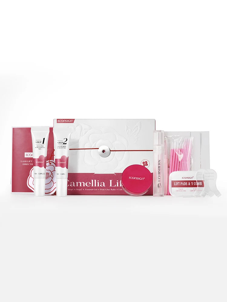 ICONSIGN Vegan Camellia Flower Eyelash Lift Kit 8-12min Quick Gentle Curly No Damage to Eyelashes Brow Care Gift Beauty Sets
