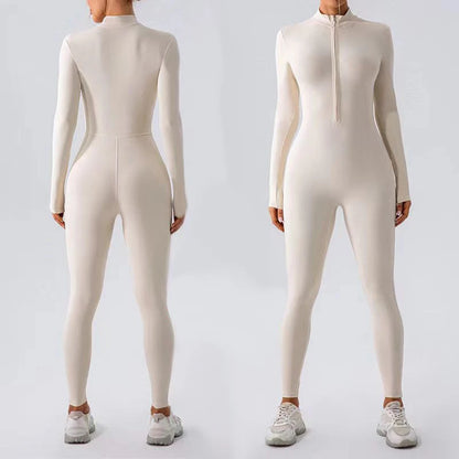 Warm Thin Fleece Jumpsuits Women's Tracksuit Winter One-Piece Sports Suit Black Fitness Jumpsuit Long Sleeves Workout Bodysuit