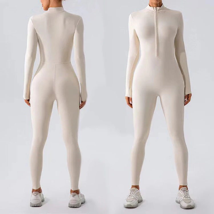 Warm Thin Fleece Jumpsuits Women's Tracksuit Winter One-Piece Sports Suit Black Fitness Jumpsuit Long Sleeves Workout Bodysuit