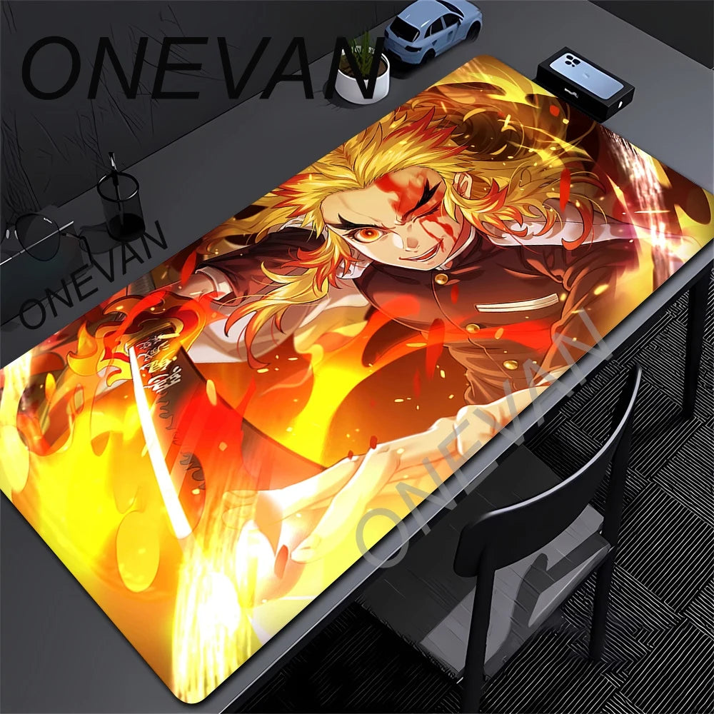 Large Mouse Pad Demon Slayer Nezuko Cute Anime Mousepads Kawaii Table Mats Office Accessories Deskmat Rubbe Lockedge Mouse Mat