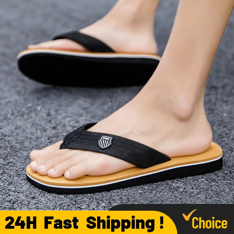 Casual Slippers For Men Flip Flops Beach Sandals Summer Non-Slip Flat Slides Men Slippers Indoor House Shoes Man Male Slipper