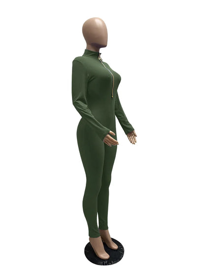 WESAYNB Wholesale Streetwear Clothes Zipper Long Sleeve Jumpsuit Women 2022 Black Blue Pink One-pieces Outfits Bodycon Jumpsuits