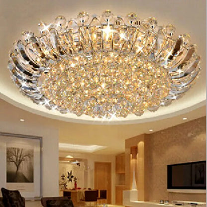 European Luxury Crystal Ceiling Round Chandelier Living Room Lights LED Lighting Bedroom Ceiling Lights