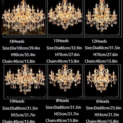 K9 Crystal Candle Chandelier decoration simple chandelier crystal light For Living Room Hotel AC110V~240V 6/8/10/12/15/18 Arms