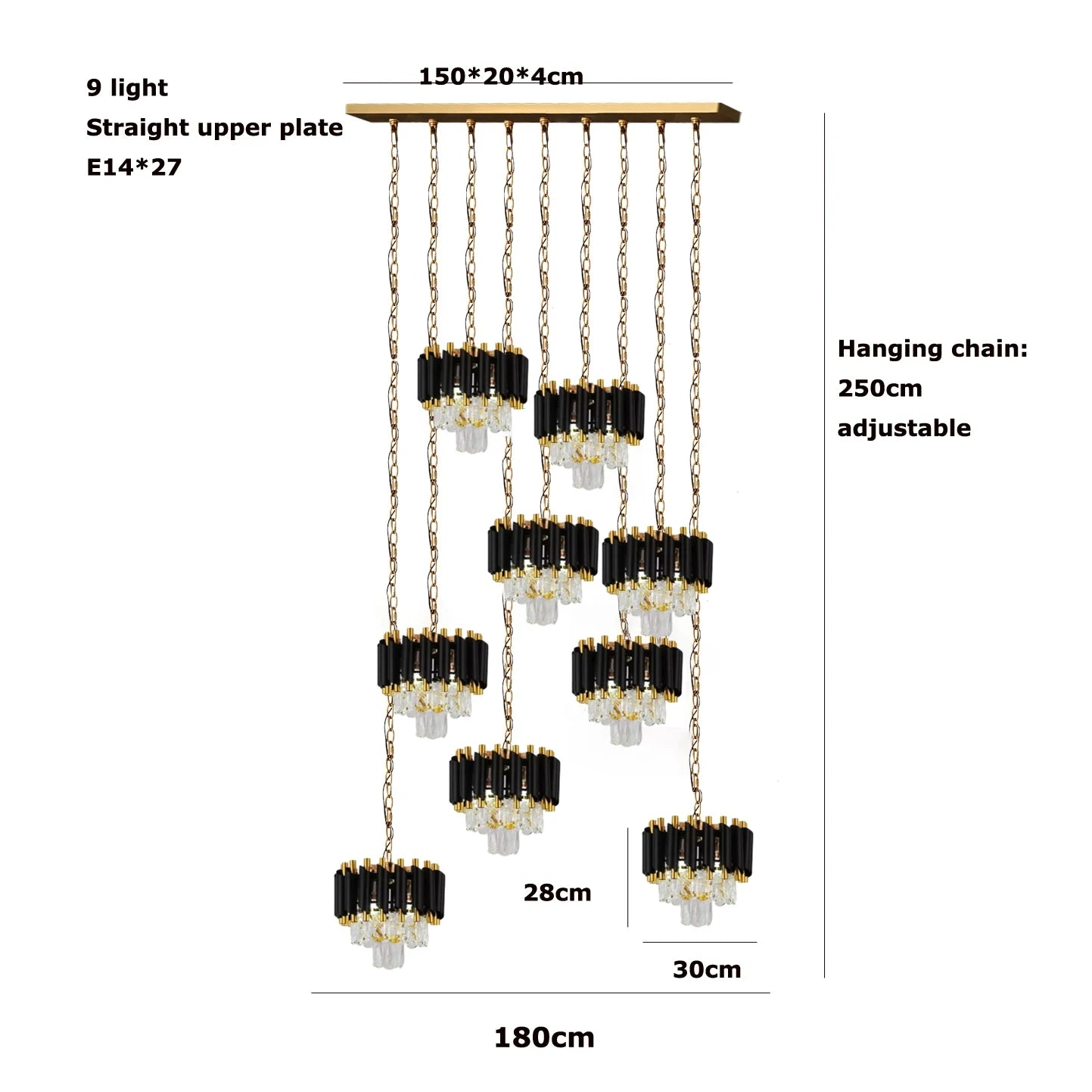 Villa Luxury Living Room Chandelier K9 Crystal Restaurant Pendant Lights Modern Ceiling Chandelier Dining Table Indoor Home Lamp