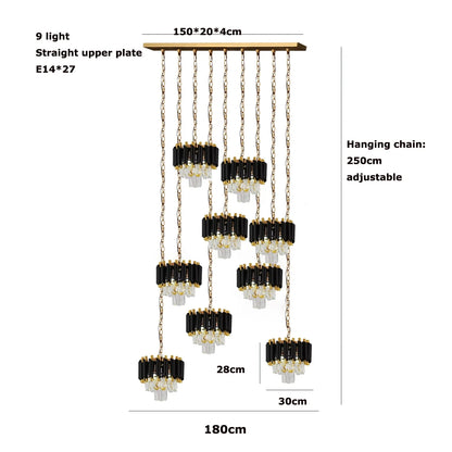 Villa Luxury Living Room Chandelier K9 Crystal Restaurant Pendant Lights Modern Ceiling Chandelier Dining Table Indoor Home Lamp