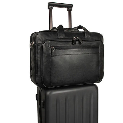 High Quality Genuine Leather Men Briefcase Business bag Crazy Horse Leather Large 17"inch Laptop Bag male Portfolio Office Case